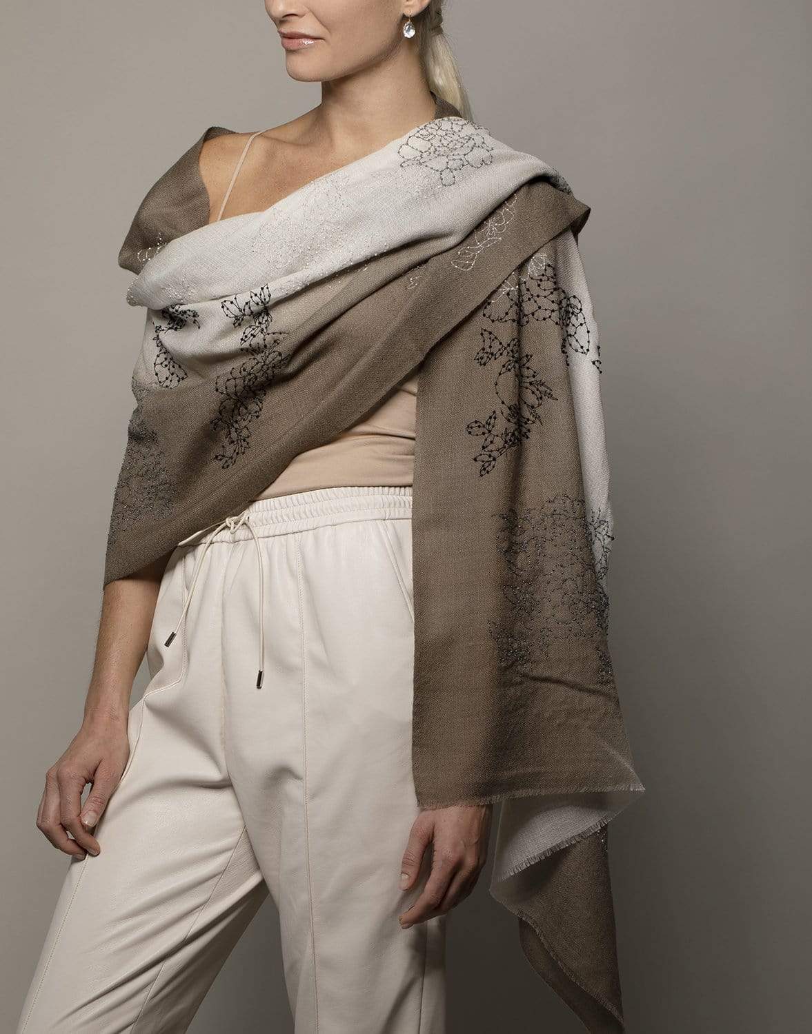 JANAVI INDIA-Urban Garden Scarf-TAUPE