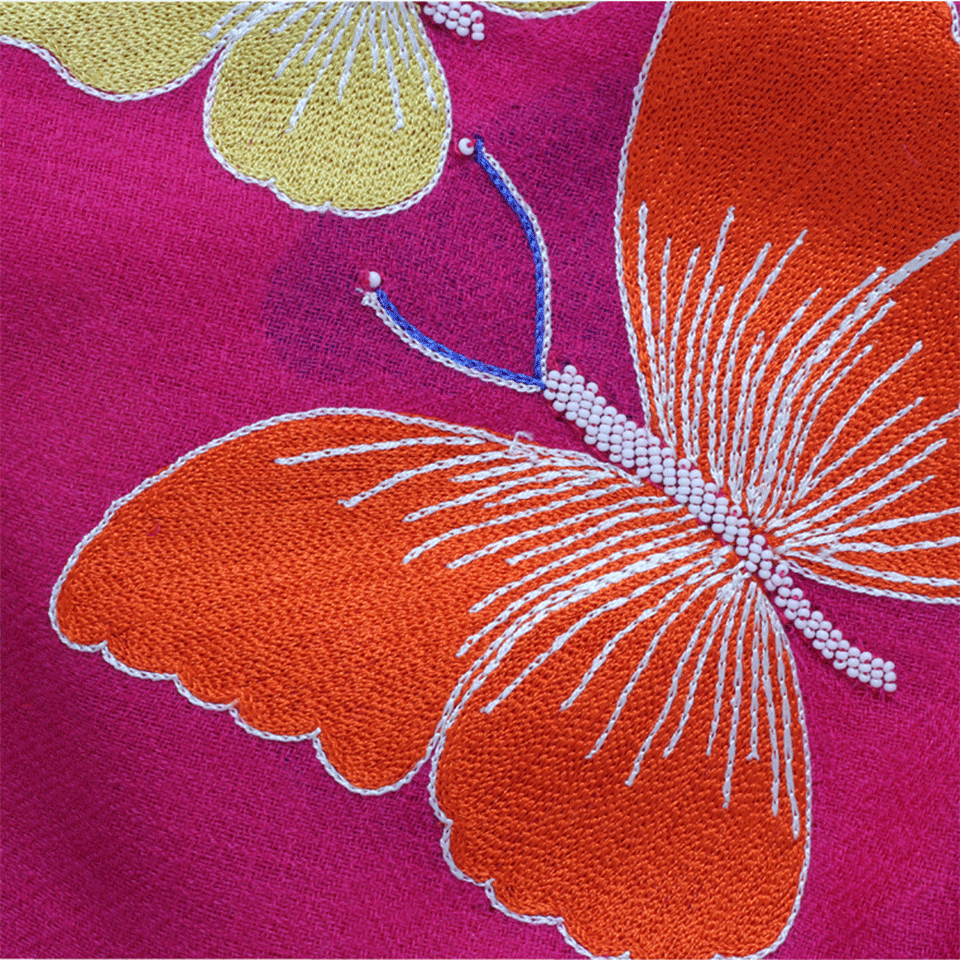 JANAVI INDIA-Flying Butterflies Scarf-HOT PINK