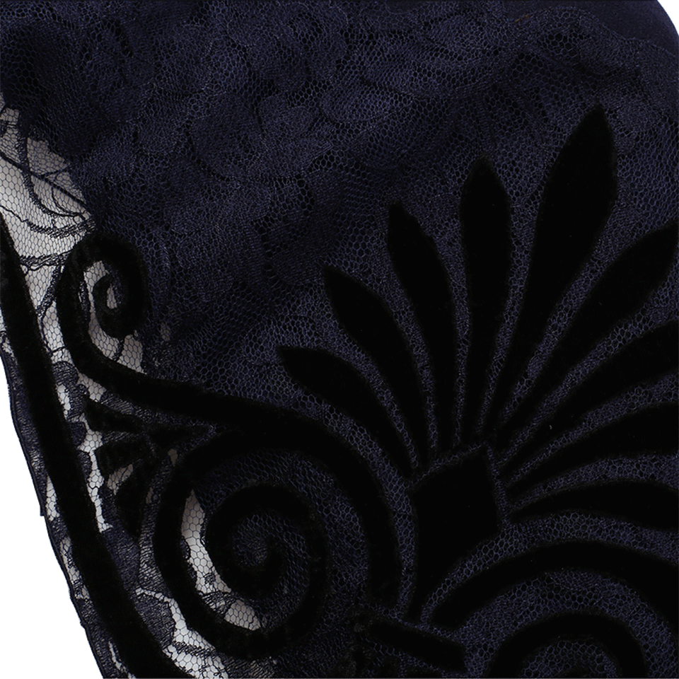 JANAVI INDIA-Velvet Lace Scarf-NAVY