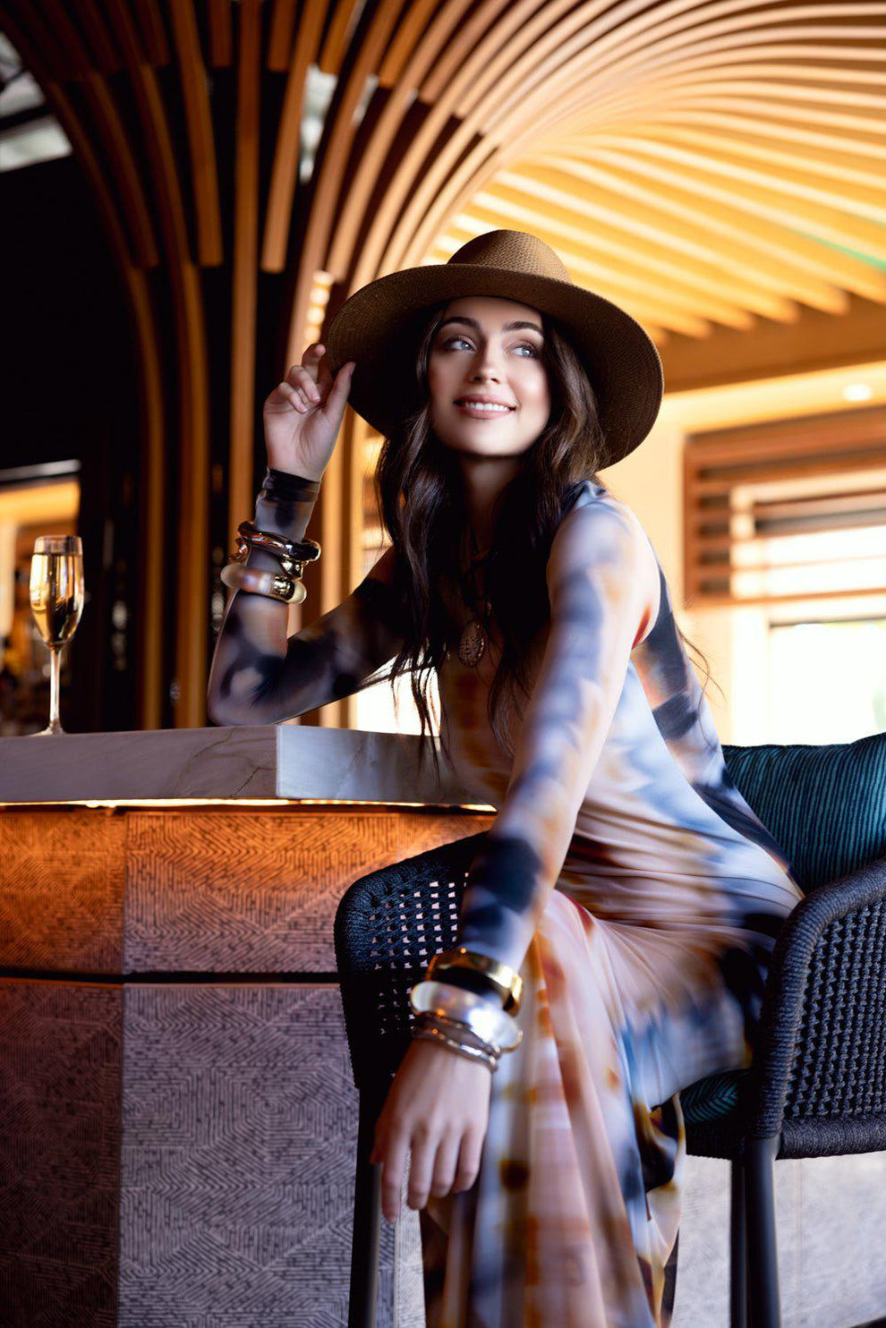 NEW Janessa Leone Sherman Hat in Brown Straw Wide Brim Fedora SMALL Sherman Fedora | JANESSA LEONE – Marissa Collections main image 3