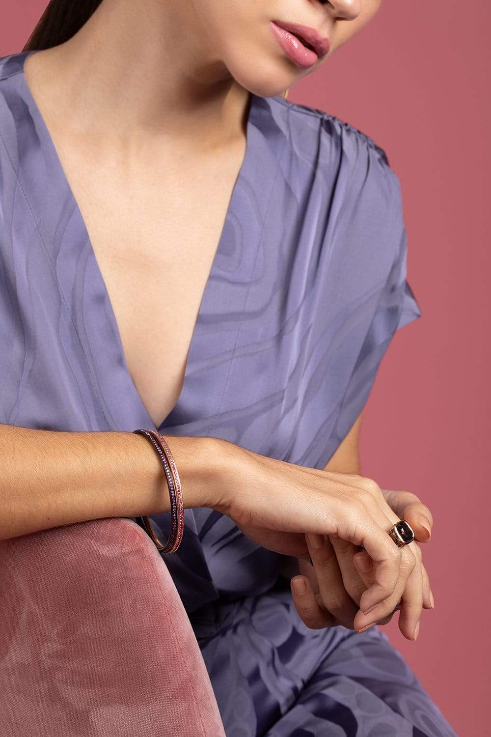 JARED LEHR-Pink Sapphire Bangle-BLACK GOLD