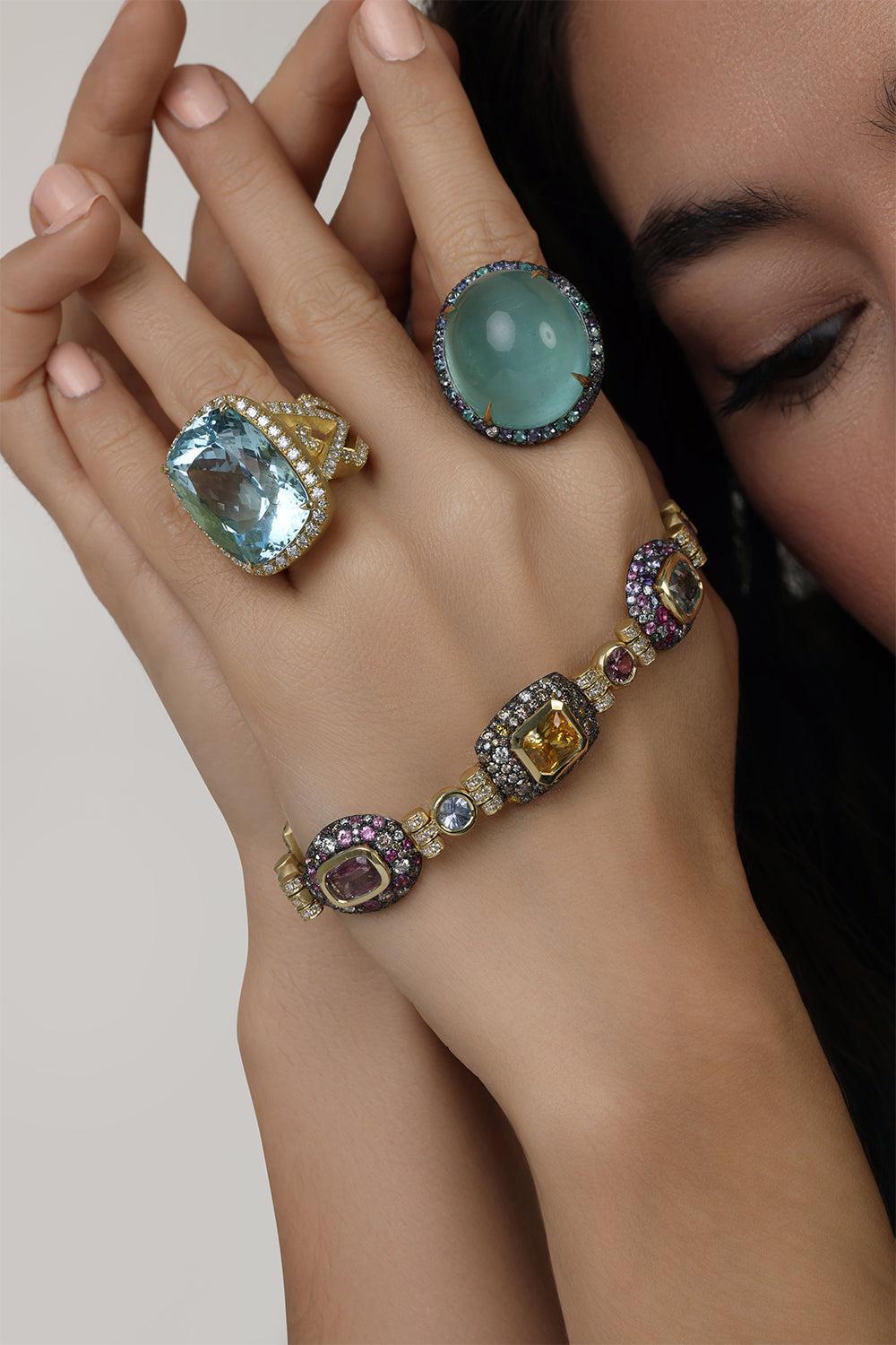 Multi Color Sapphire Bracelet-YELLOW GOLD-JEWELRYFINE JEWELBRACELET O-JARED LEHR