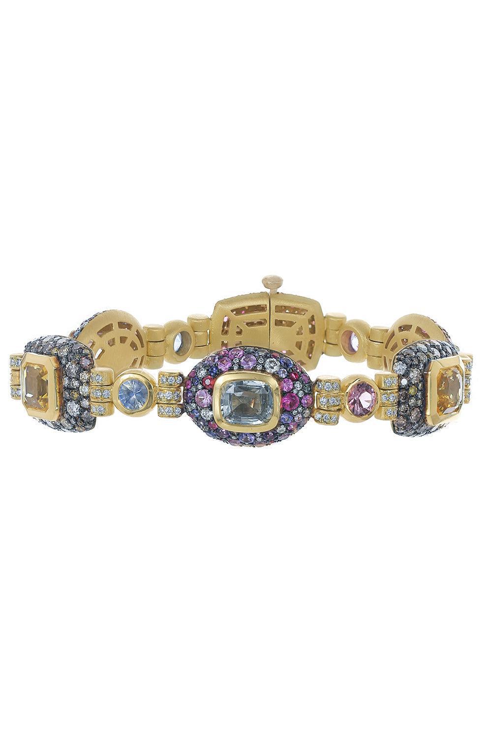 Multi Color Sapphire Bracelet-YELLOW GOLD-JEWELRYFINE JEWELBRACELET O-JARED LEHR