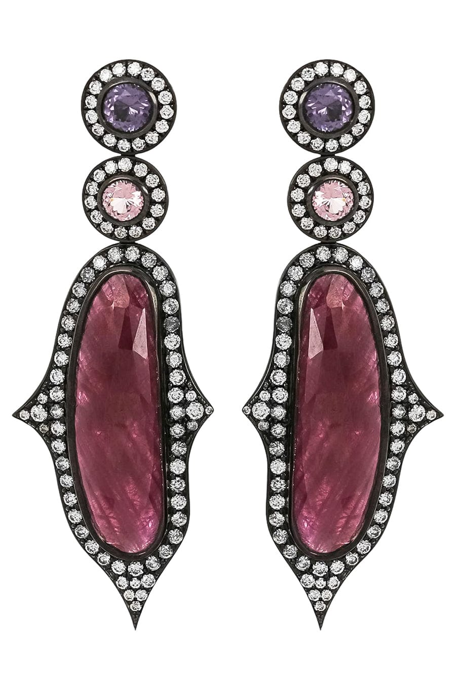 JARED LEHR-Ruby and Diamond Earrings-BLACK GOLD
