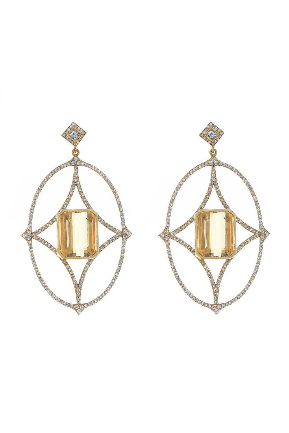 Golden Beryl Diamond Earrings-YELLOW GOLD-JEWELRYFINE JEWELEARRING-JARED LEHR