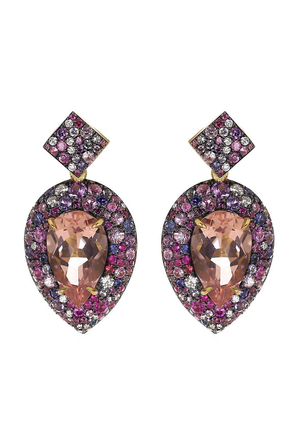 Morganite Purple Sapphire Earrings-YELLOW GOLD-JEWELRYFINE JEWELEARRING-JARED LEHR