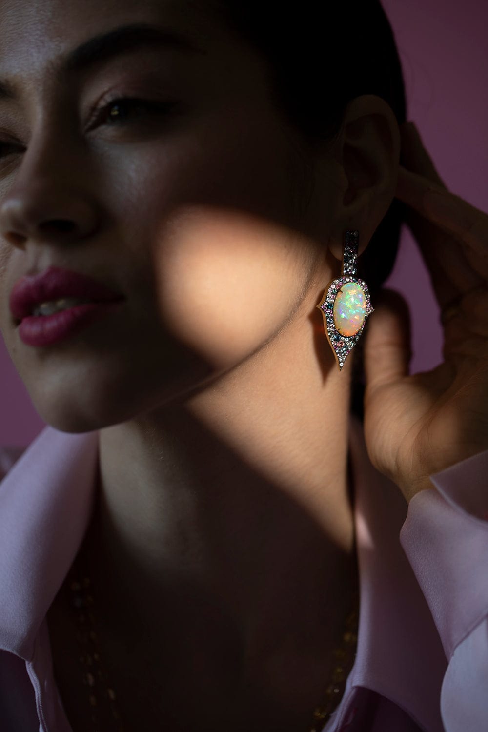 JARED LEHR-Opal and Spinel Earrings-YELLOW GOLD