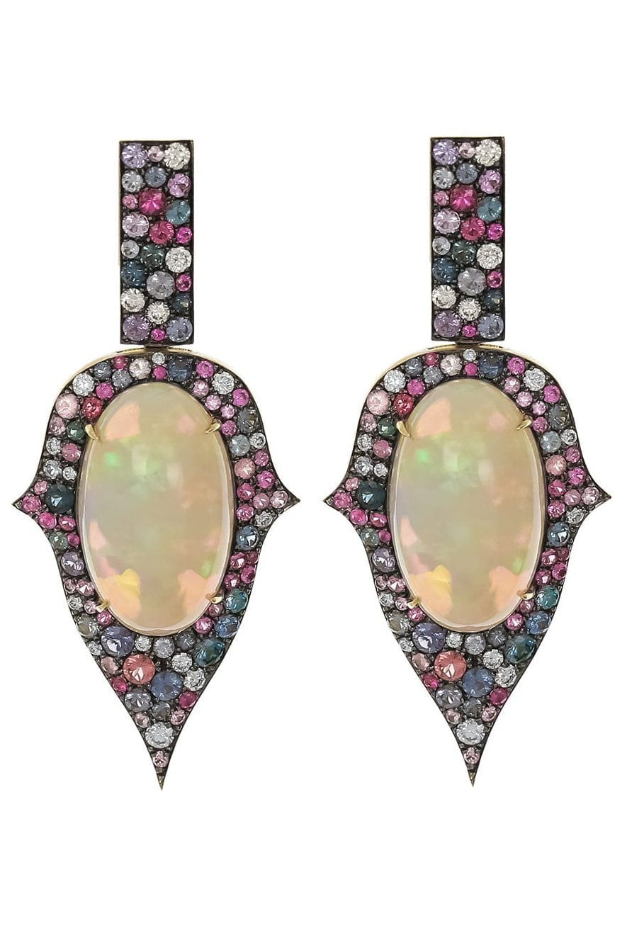 JARED LEHR-Opal and Spinel Earrings-YELLOW GOLD