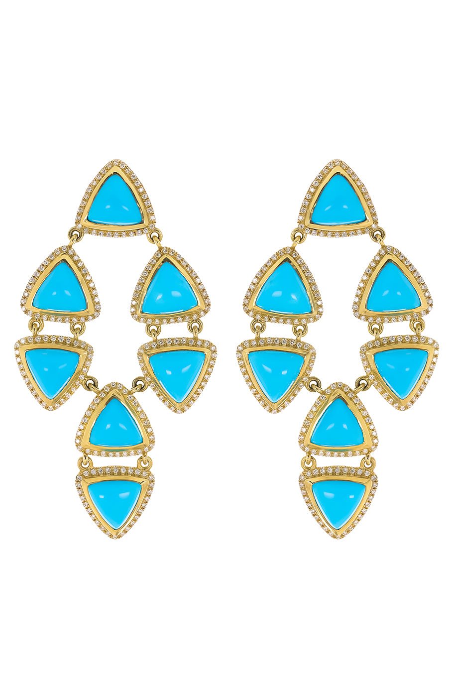 JARED LEHR-Turquoise Diamond Drop Earrings-YELLOW GOLD