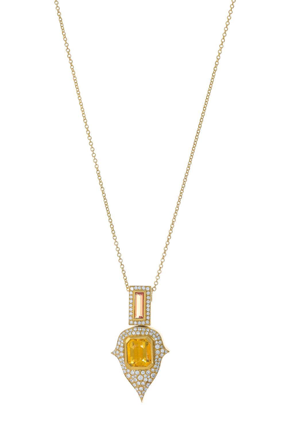 Fire Opal Beryl Diamond Necklace-YELLOW GOLD-JEWELRYFINE JEWELNECKLACE O-JARED LEHR