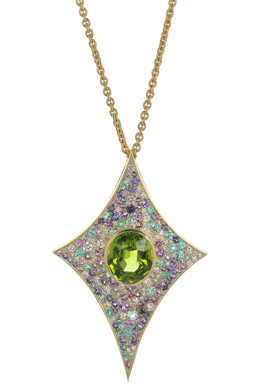 JARED LEHR-Peridot Kite Necklace-YELLOW GOLD