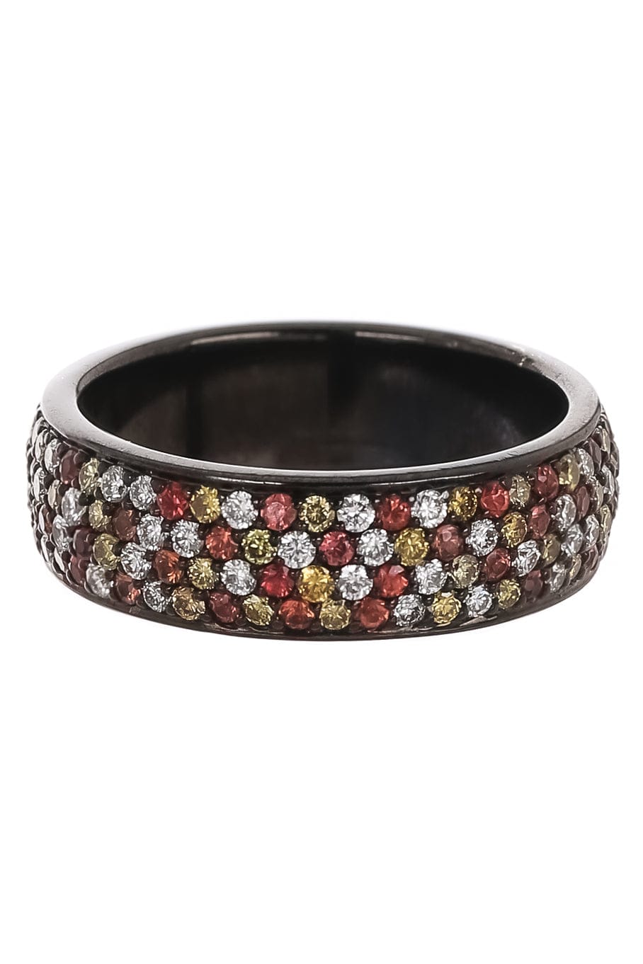 JARED LEHR-Orange Sapphire and Diamond Eternity Band-BLACK GOLD