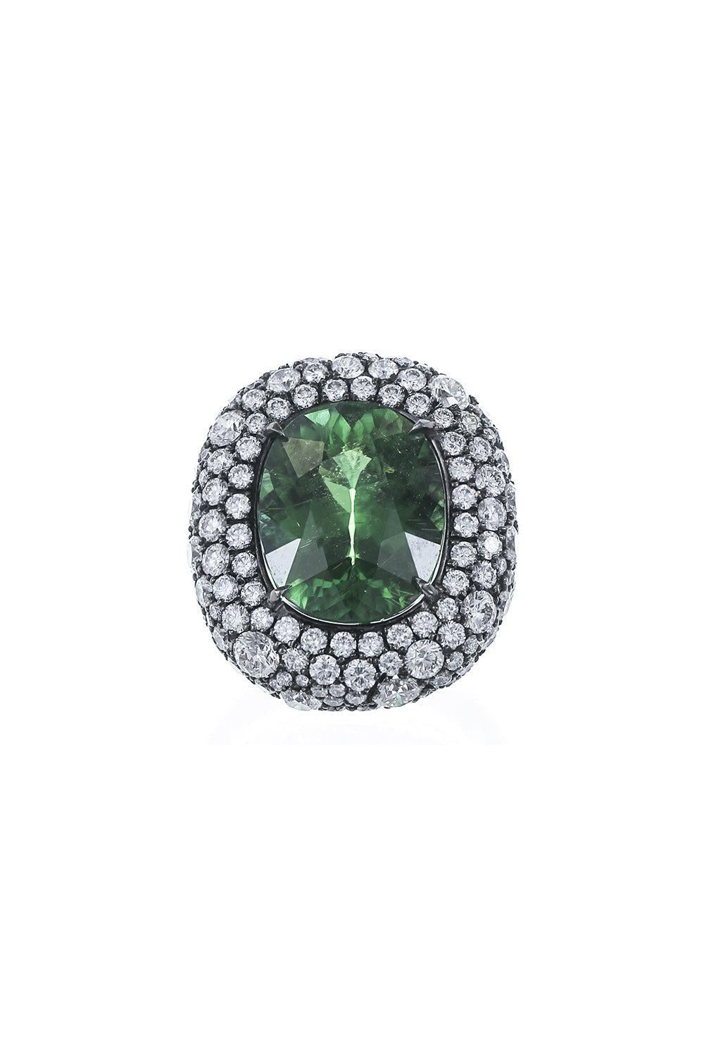 Green Paraiba Diamond Ring-BLACK GOLD-6.5-JEWELRYFINE JEWELRING-JARED LEHR