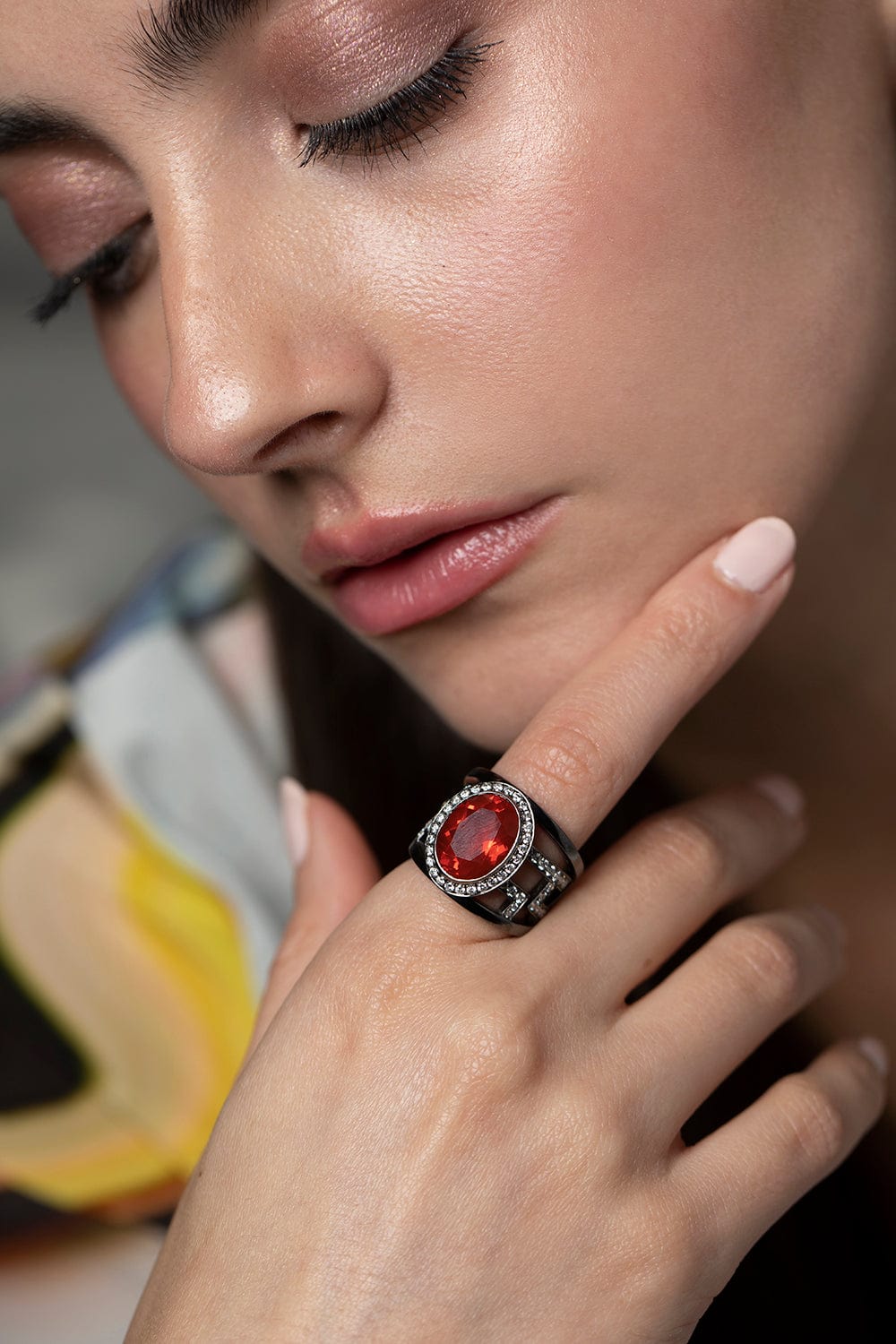 JARED LEHR-Fire Opal and Diamond Ring-BLACK GOLD