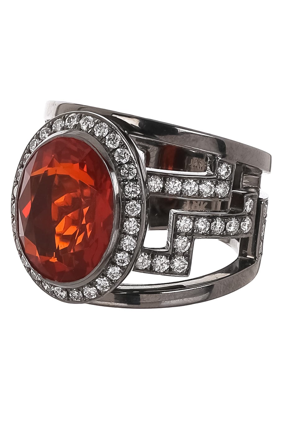 JARED LEHR-Fire Opal and Diamond Ring-BLACK GOLD