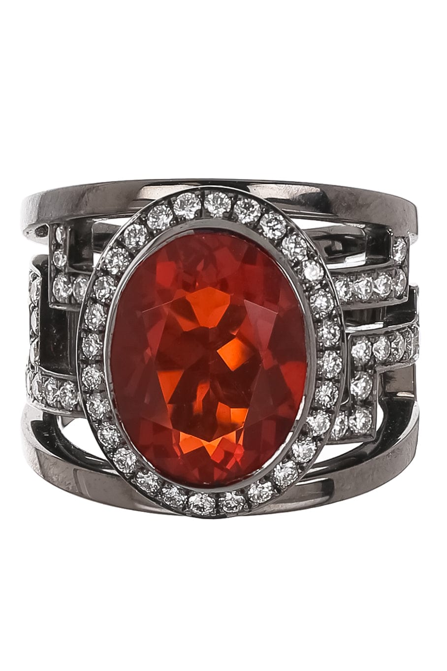 JARED LEHR-Fire Opal and Diamond Ring-BLACK GOLD