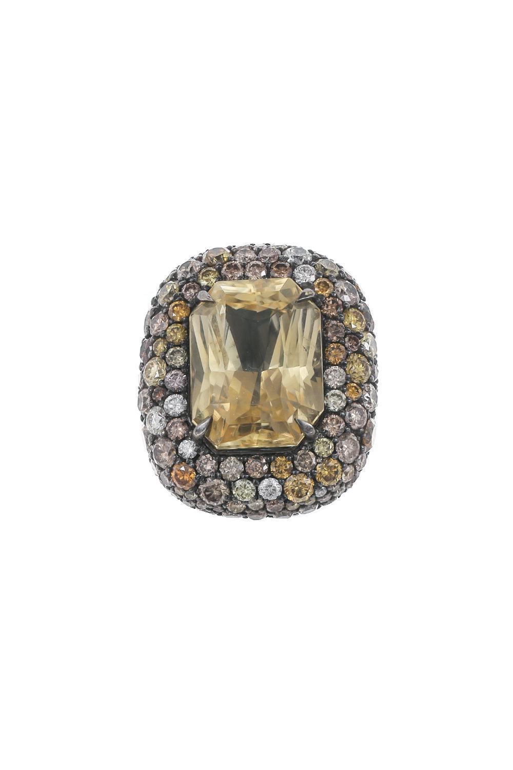 Multi Color Diamond Yellow Sapphire Ring-BLACK GOLD-7.25-JEWELRYFINE JEWELRING-JARED LEHR