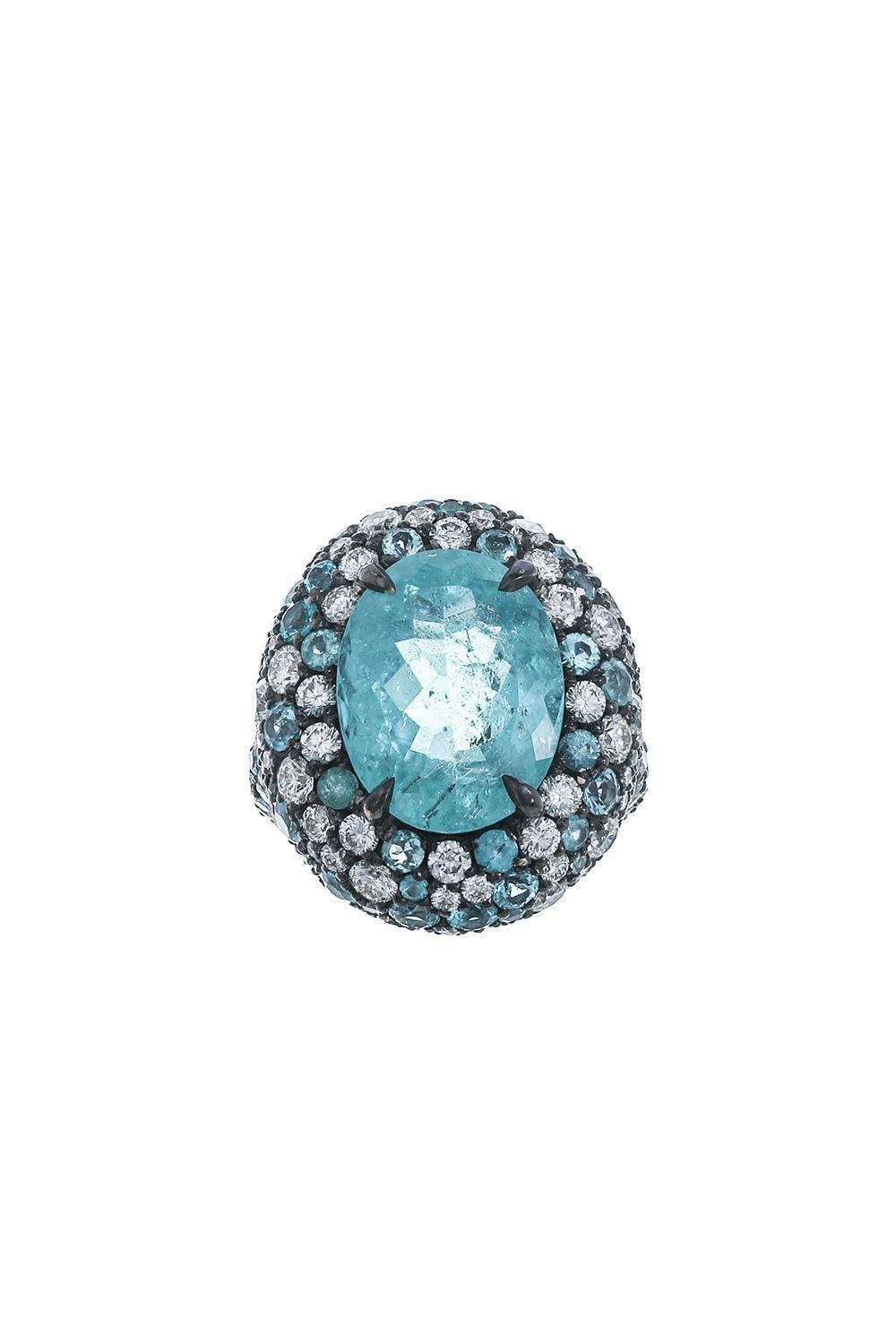 Paraiba Diamond Ring-BLACK GOLD-7.25-JEWELRYFINE JEWELRING-JARED LEHR