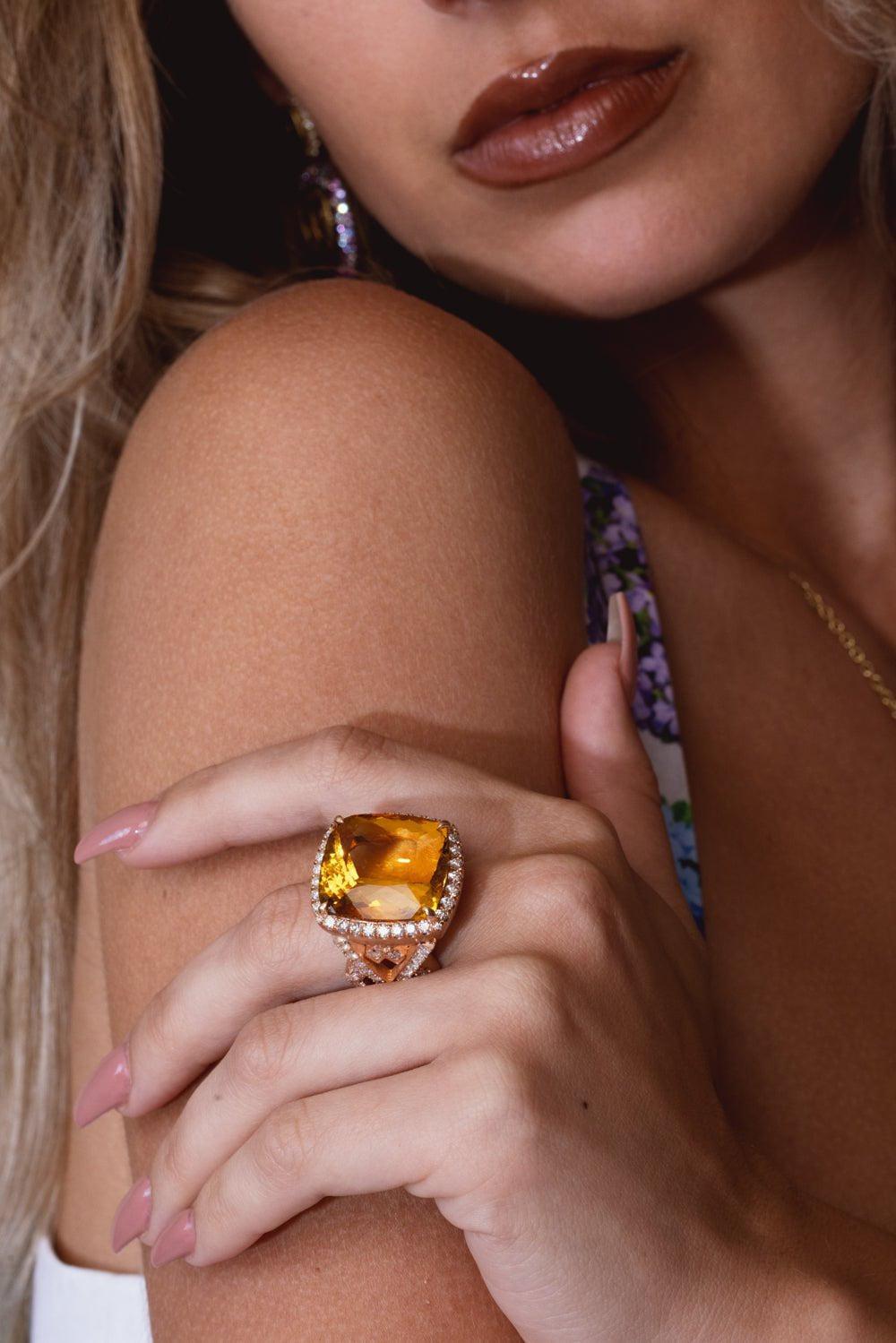JARED LEHR-Golden Beryl Diamond Ring-ROSE GOLD