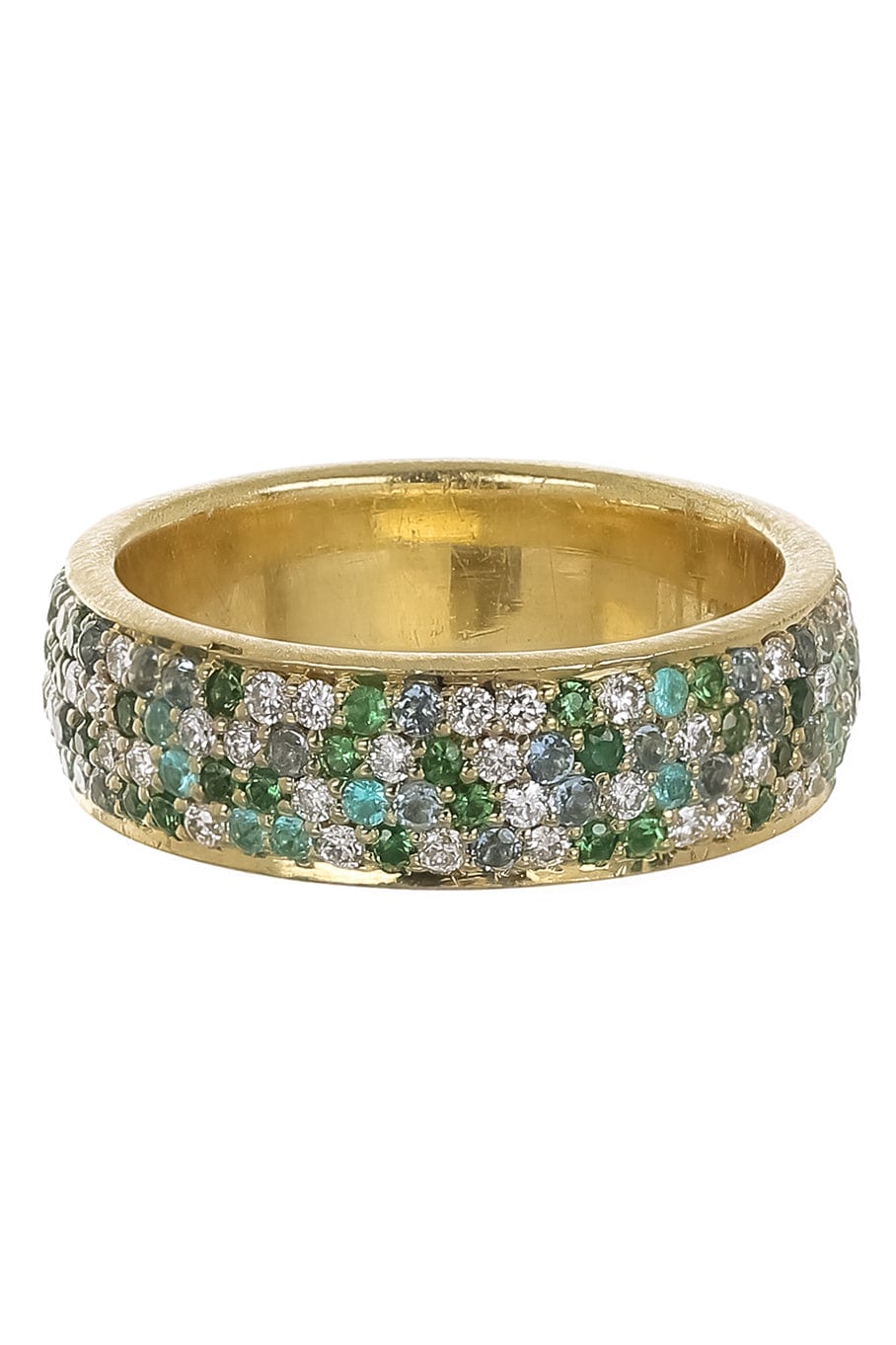 JARED LEHR-Tsavorite Paraiba and Diamond Eternity Band-YELLOW GOLD