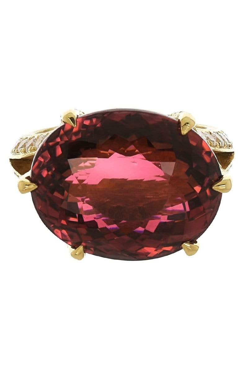 JARED LEHR-Pink Tourmaline and Diamond Ring-YELLOW GOLD