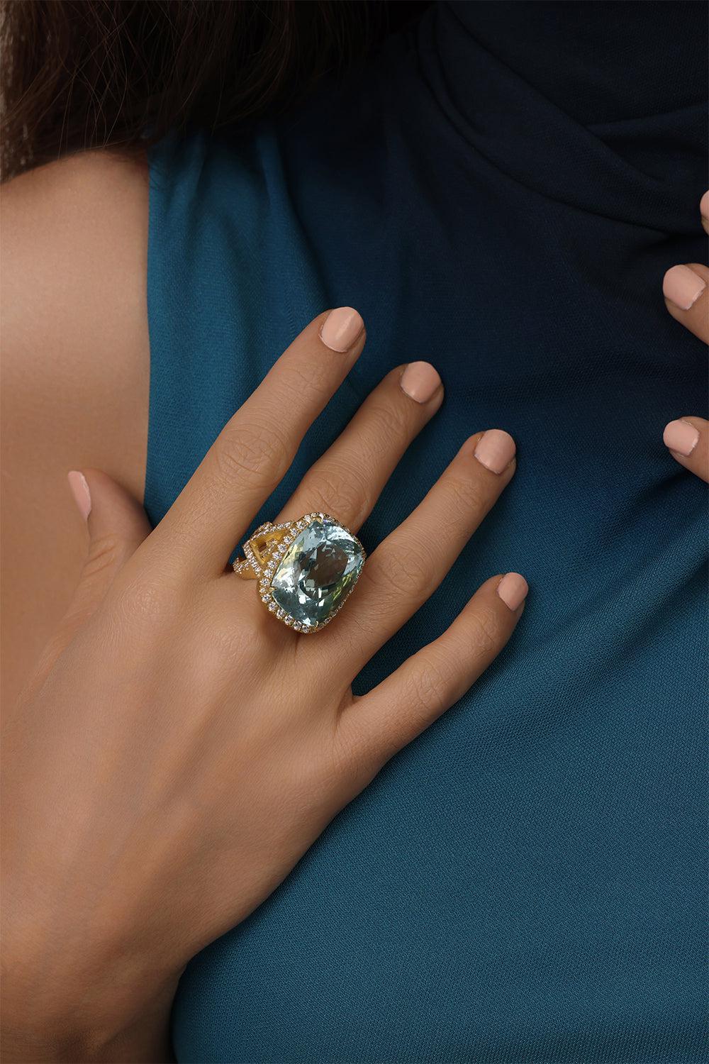 Aquamarine Diamond Ring-YELLOW GOLD-7-JEWELRYFINE JEWELRING-JARED LEHR