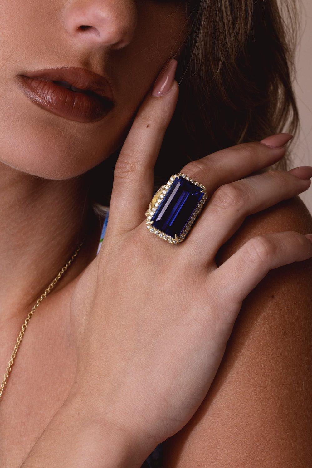 JARED LEHR-Tanzanite Diamond Ring-YELLOW GOLD