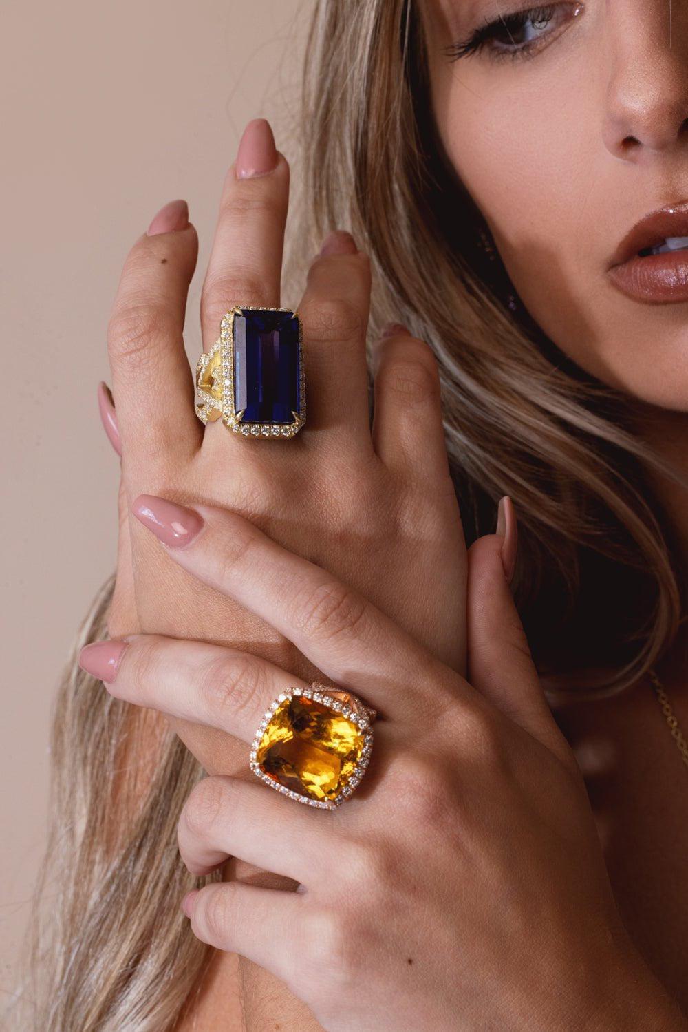 JARED LEHR-Tanzanite Diamond Ring-YELLOW GOLD