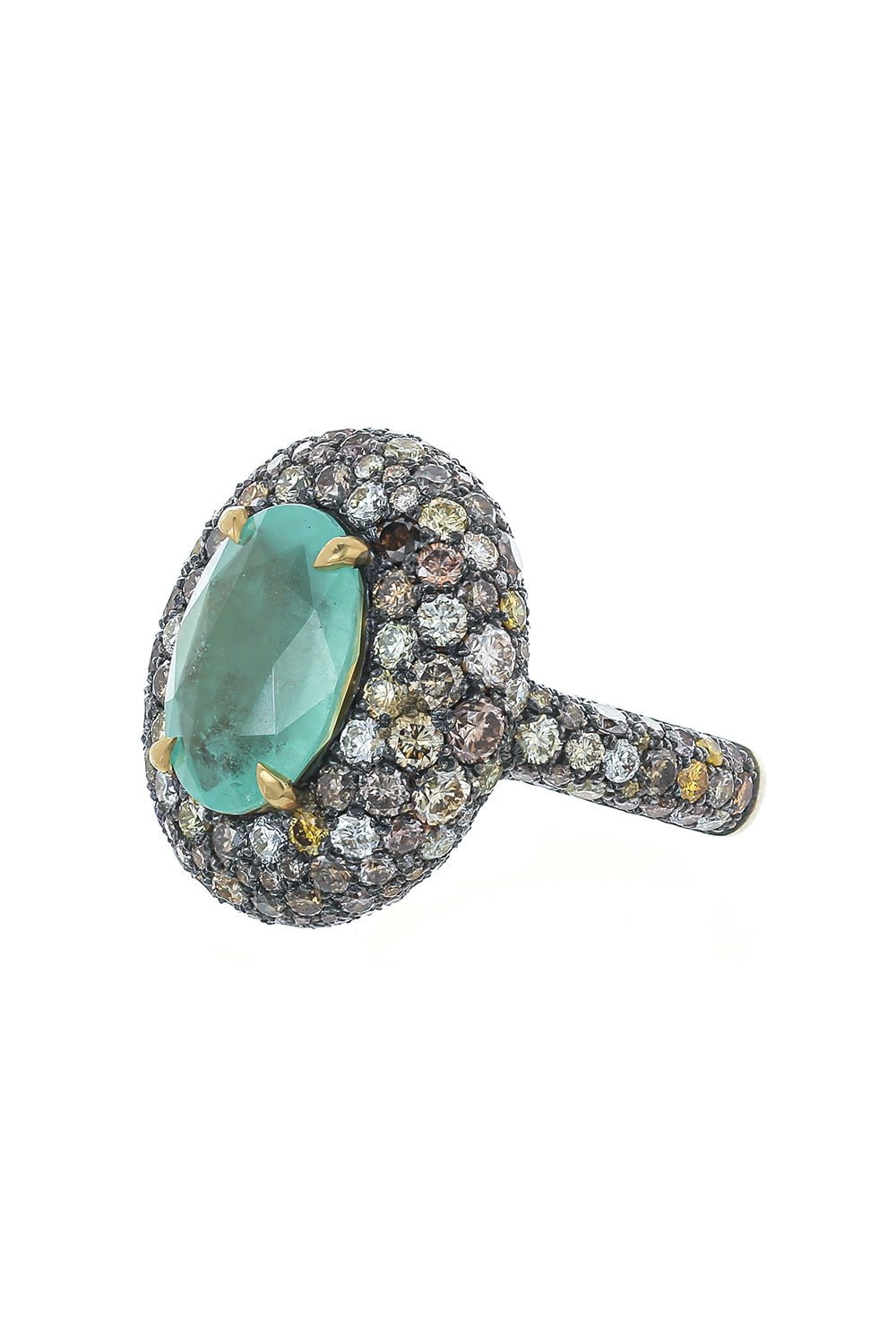 JARED LEHR-Green Beryl Diamond Ring-YELLOW GOLD