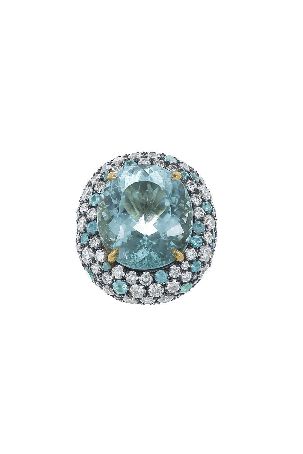Green Beryl Paraiba Diamond Ring-YELLOW GOLD-7.25-JEWELRYFINE JEWELRING-JARED LEHR