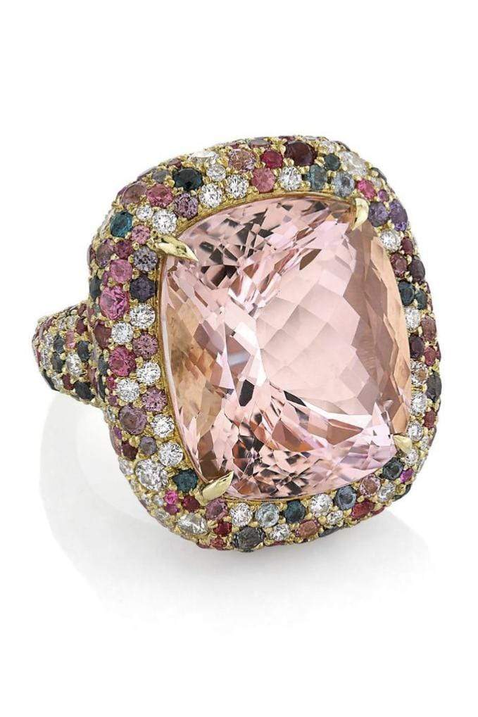 JARED LEHR-Morganite and Spinel Ring-YELLOW GOLD