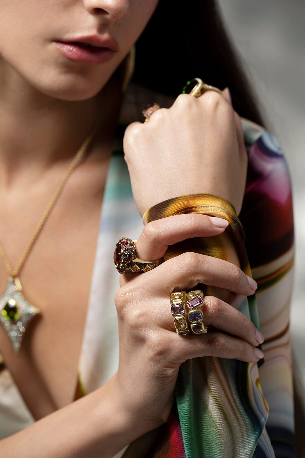 JARED LEHR-Multi Sapphire Eternity Band-YELLOW GOLD