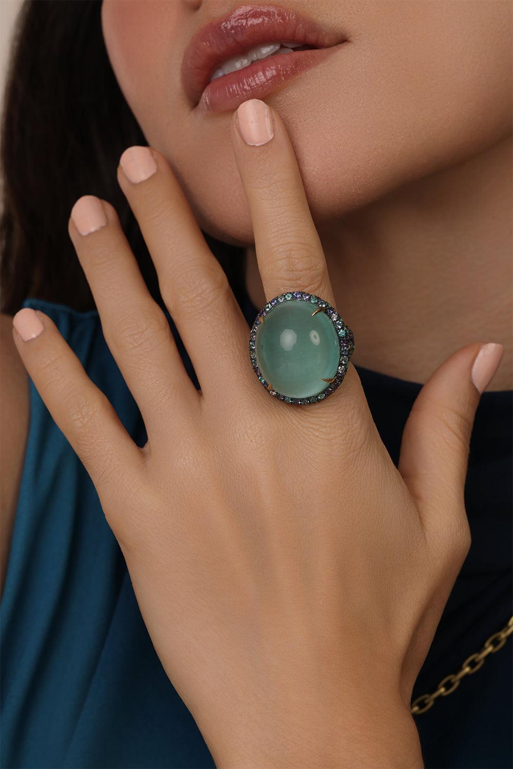 Aquamarine Purple Sapphire Ring-YELLOW GOLD-7.5-JEWELRYFINE JEWELRING-JARED LEHR