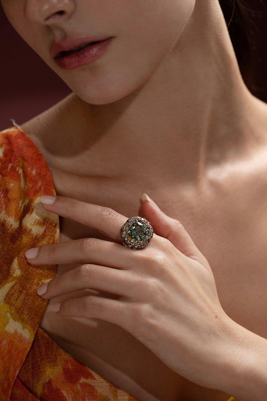 JARED LEHR-Alexandrite Yellow Diamond Ring-YELLOW GOLD