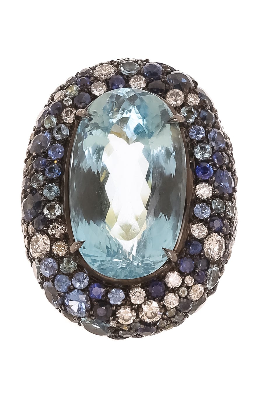 JARED LEHR-Aquamarine and Multi Stone Ring-YELLOW GOLD
