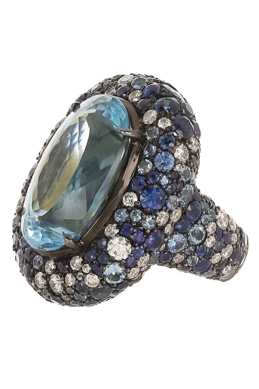 JARED LEHR-Aquamarine and Multi Stone Ring-YELLOW GOLD