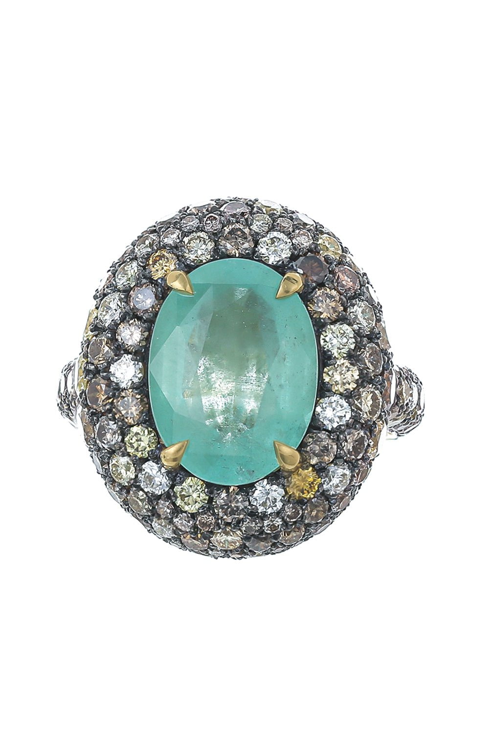 JARED LEHR-Green Beryl Diamond Ring-YELLOW GOLD