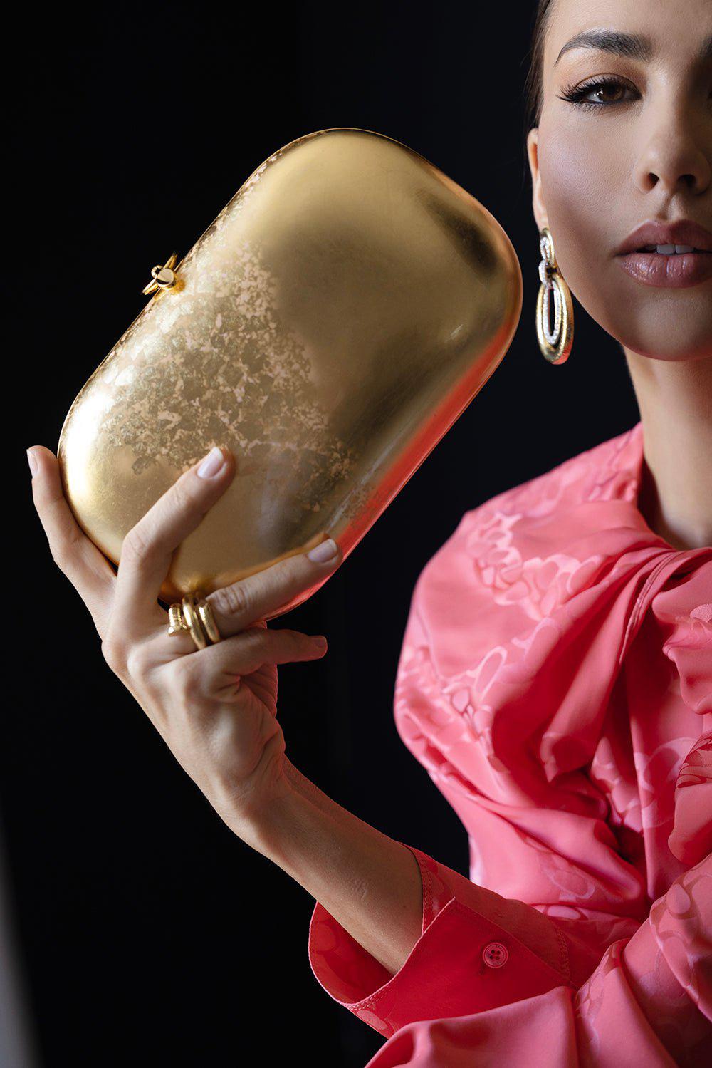 JEFFREY LEVINSON-Elina Plus Clutch - Golden Leaf-GLDNLEAF