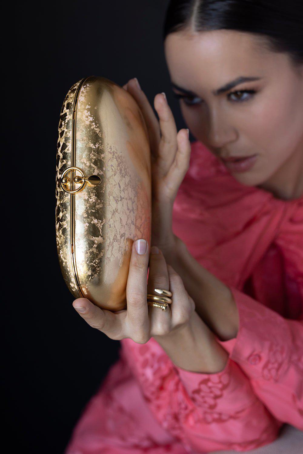 JEFFREY LEVINSON-Elina Plus Clutch - Golden Leaf-GLDNLEAF