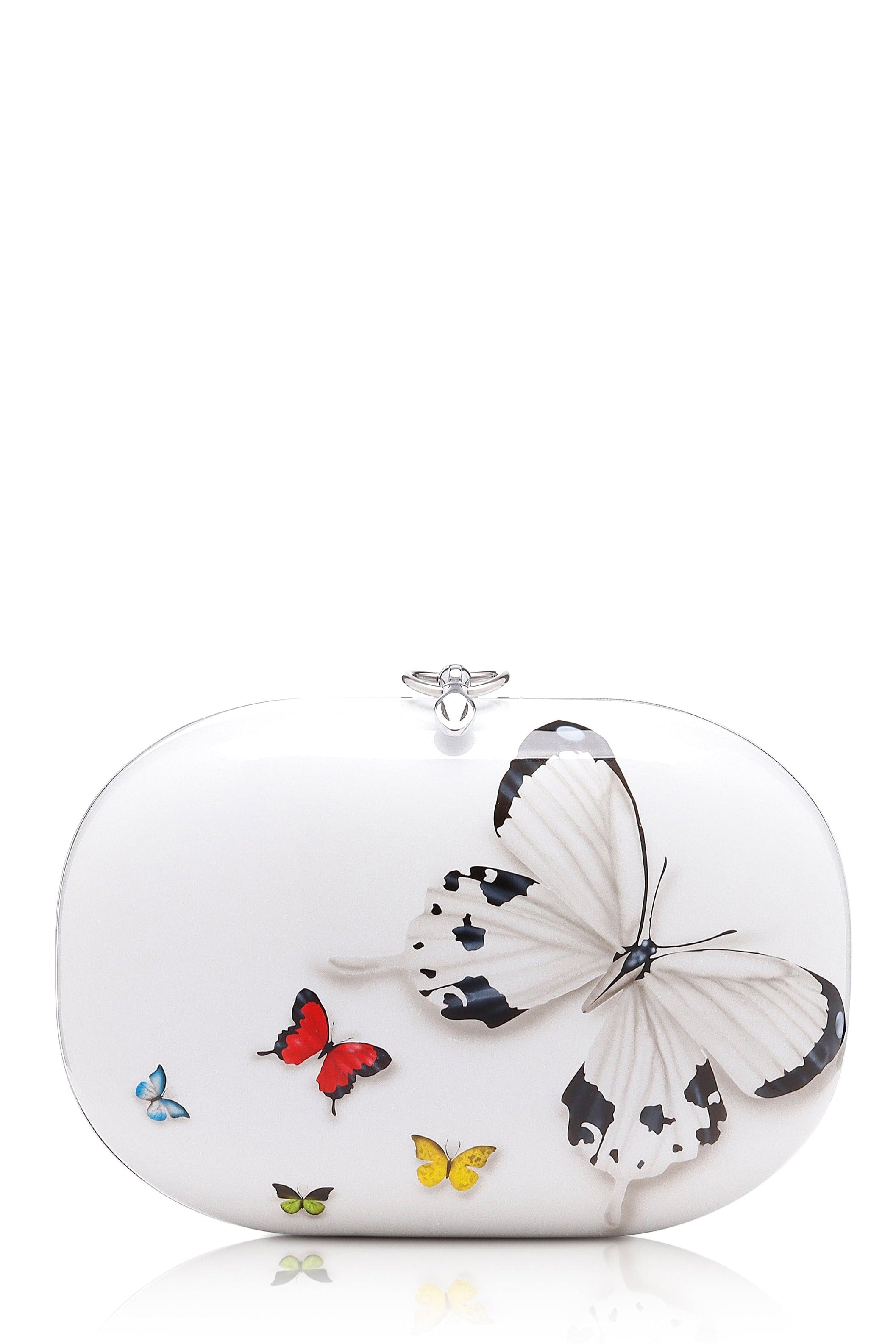 Elina White Butterfly Clutch