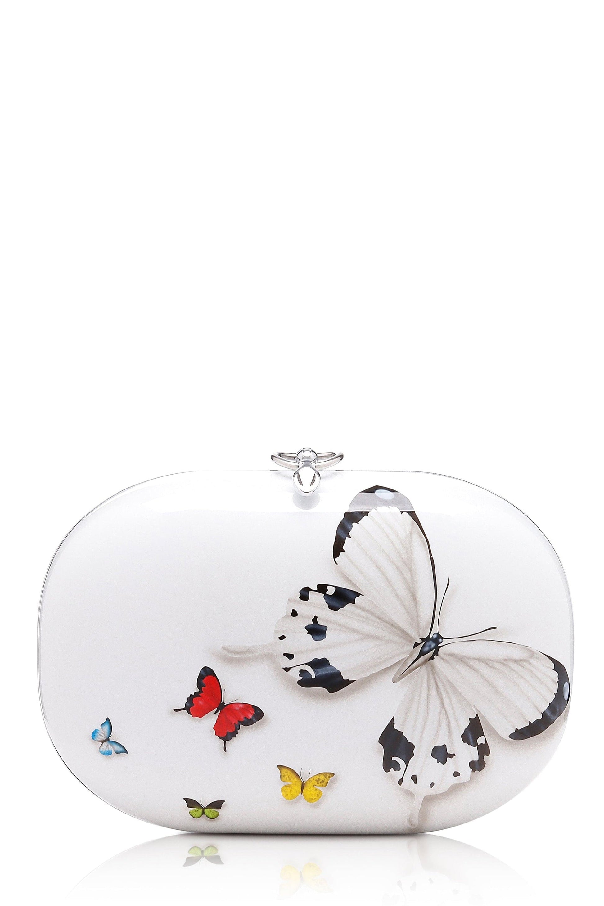 JEFFREY LEVINSON-Elina White Butterfly Clutch-WHITE