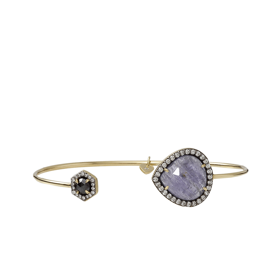 JEMMA WYNNE-Pear Shape Tanzanite Bangle-YELLOW GOLD