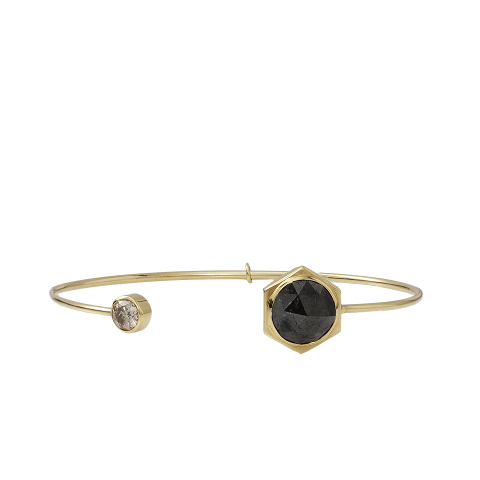 JEMMA WYNNE-Rose Cut Black Diamond Bangle-YELLOW GOLD