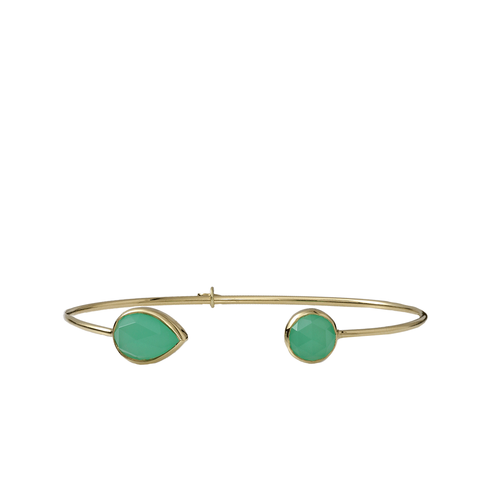 JEMMA WYNNE-Round And Pear Shape Chrysoprase Bangle-YELLOW GOLD