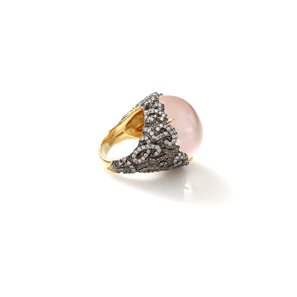 JEMMA WYNNE-Cabochon Rose Quartz Ring-YELLOW GOLD
