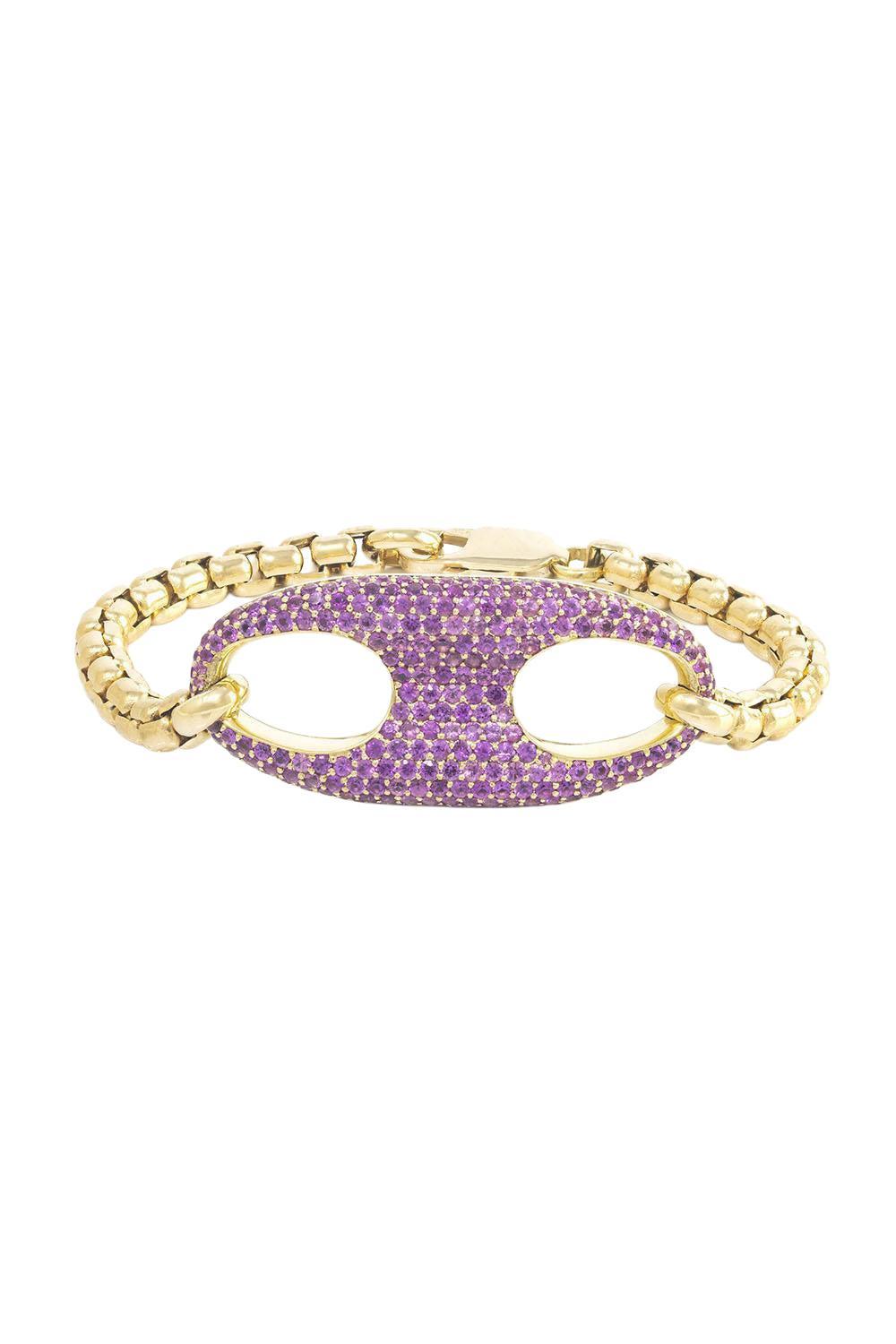 Pink Sapphire Nautical Link Bracelet-YELLOW GOLD-JEWELRYFINE JEWELBRACELET O-JENNA BLAKE