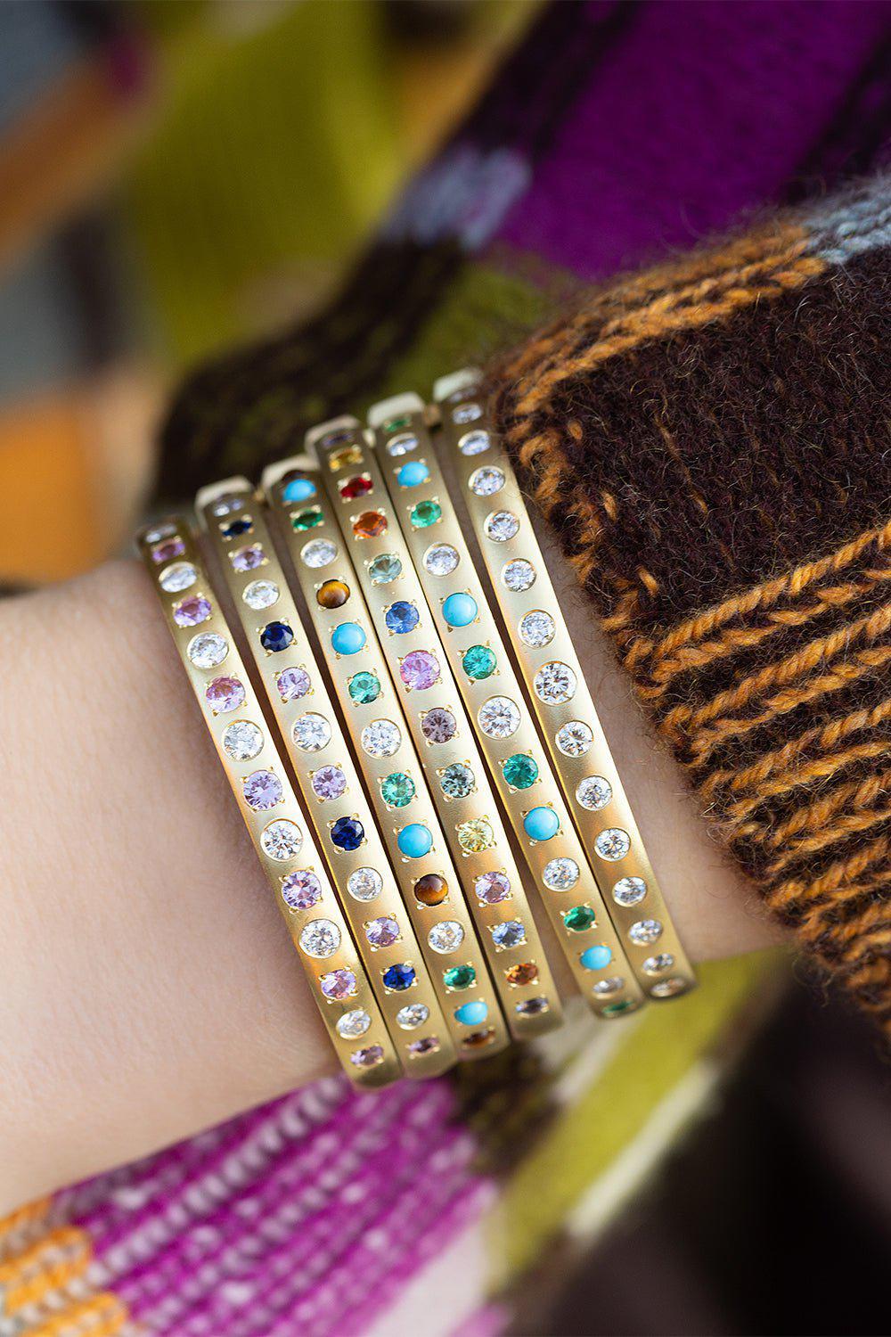 JENNA BLAKE-Diamond Gypsy Bangle Bracelet-YELLOW GOLD