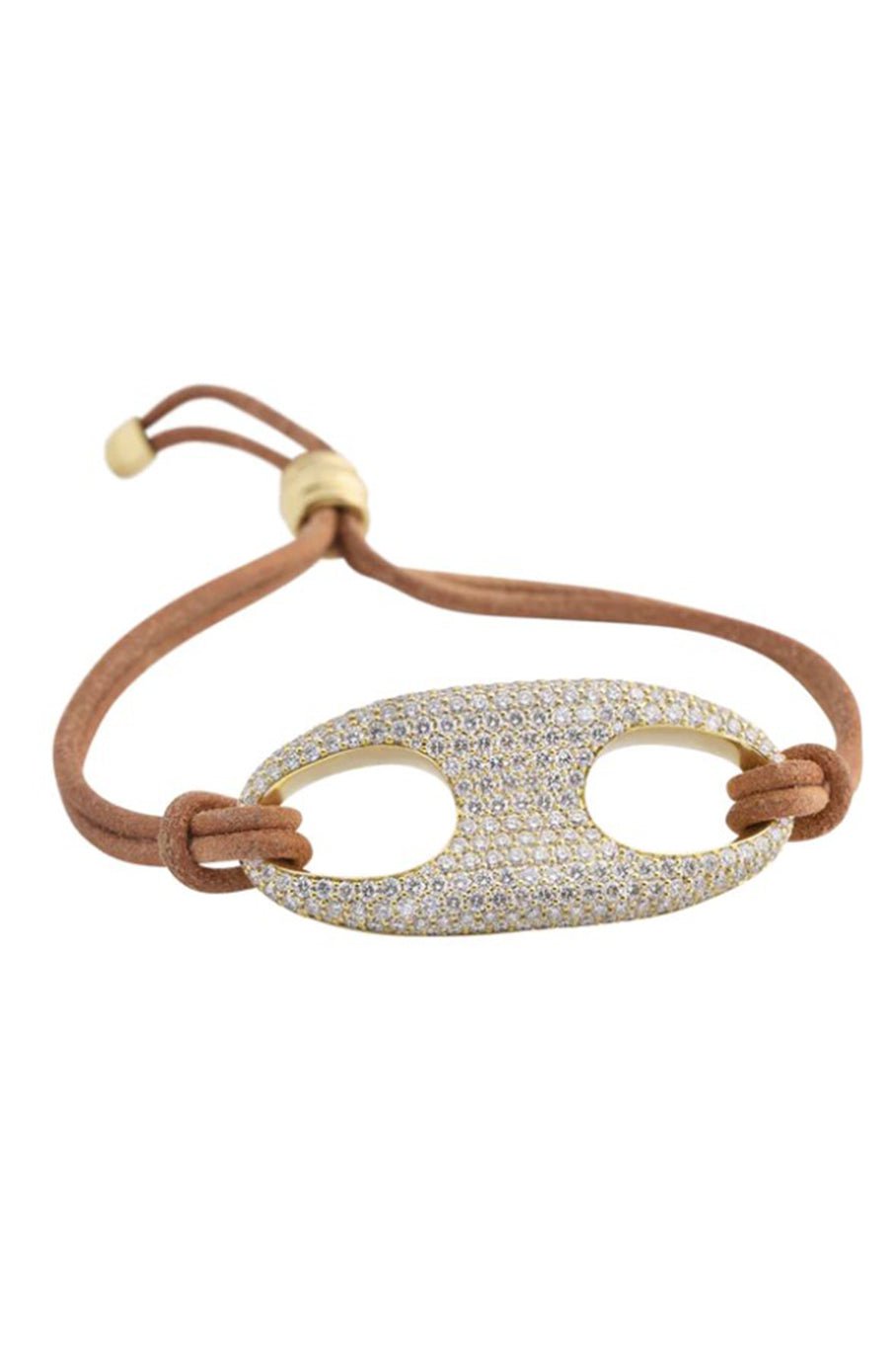 JENNA BLAKE-Large Diamond Nautical Leather Bracelet-YELLOW GOLD