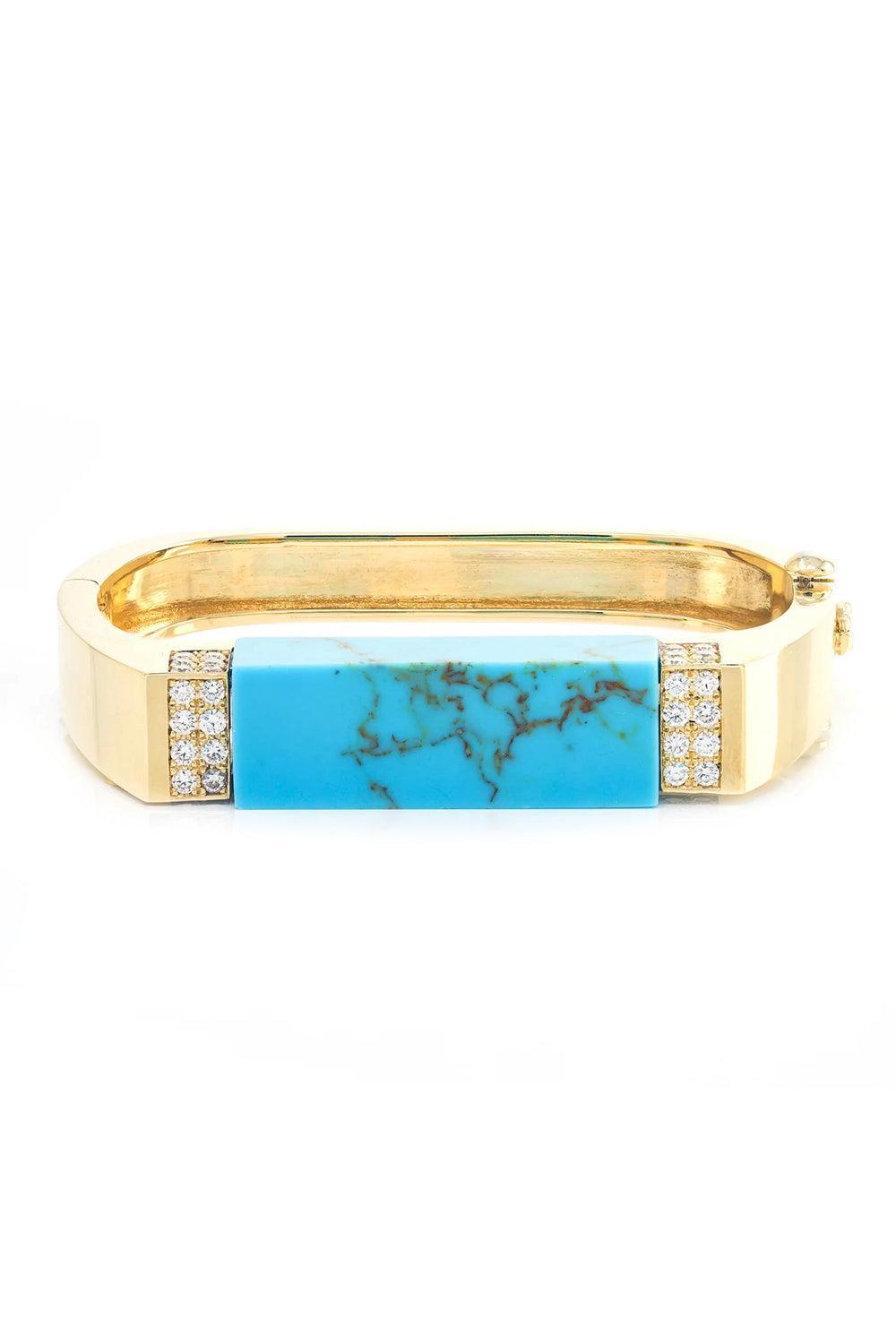 Turquoise Disco Bangle Bracelet-YELLOW GOLD-JEWELRYFINE JEWELBRACELET O-JENNA BLAKE