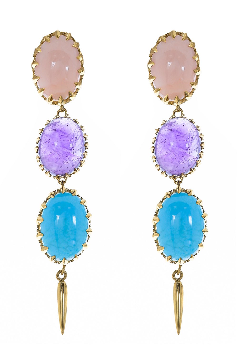 JENNA BLAKE-Coral Turquoise Drop Earrings-YELLOW GOLD